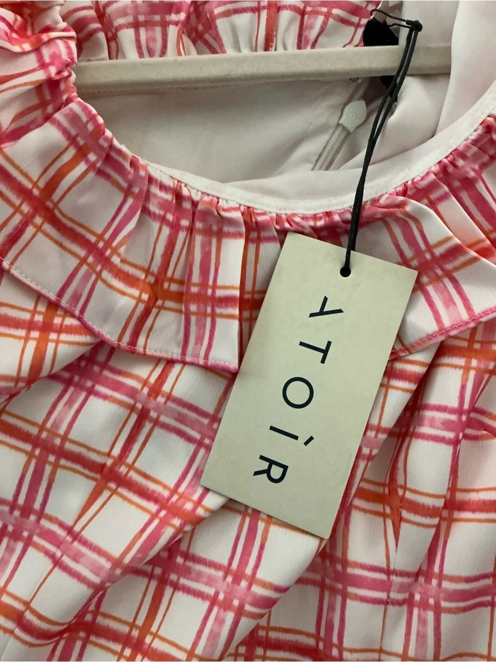 ATOIR One-Shoulder Pink Plaid Ruffle Mini Dress. SIZE S/8 NWT’S American Size 4 - Picture 6 of 7